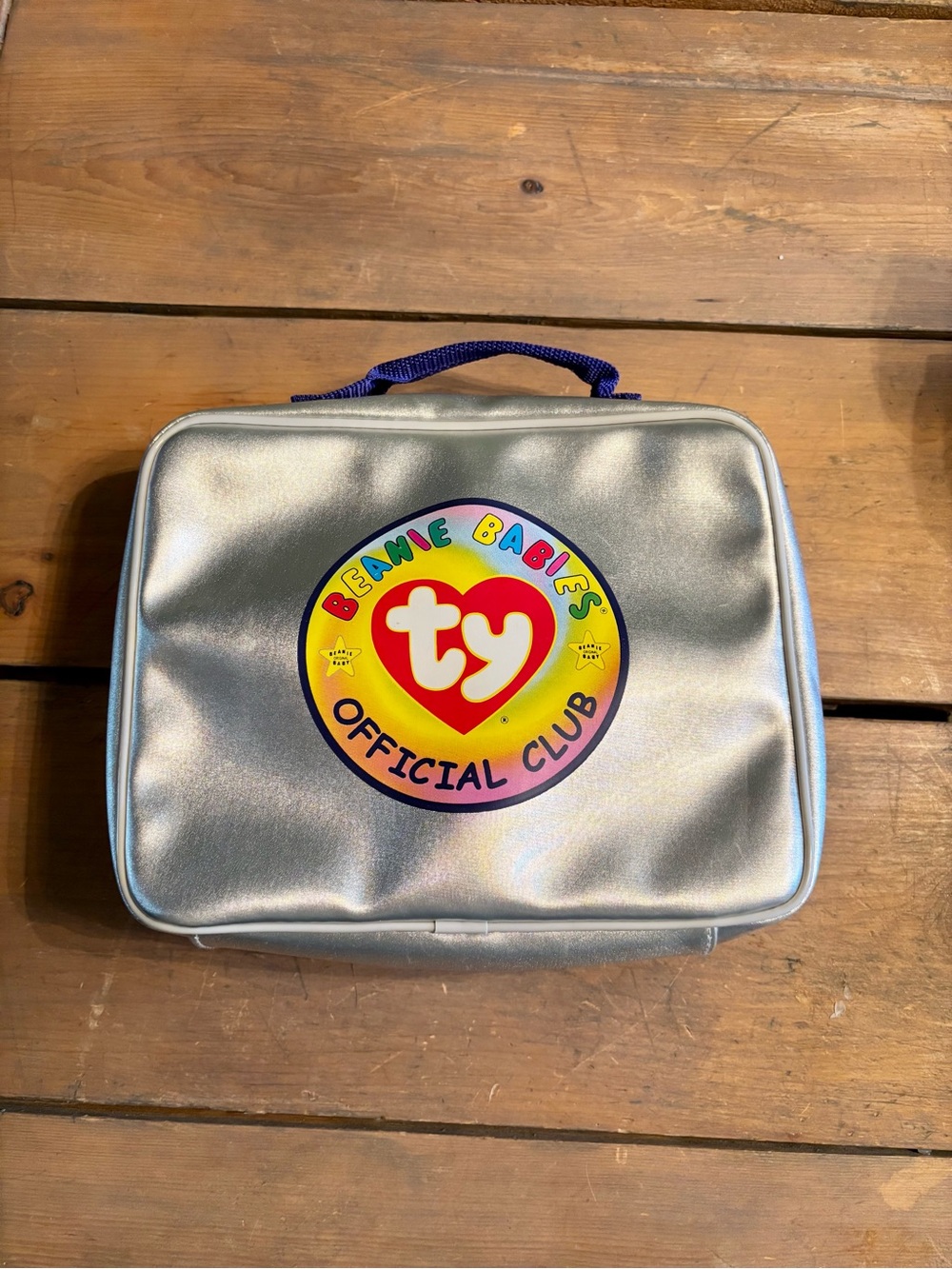 TY Beanie Babies Official Club Silver Zip Bag Case W/ Window Vintage